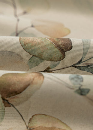 a close up view of a flowered curtain