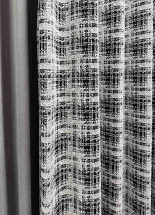 Rideau occultant tweed noir blanc jacquard relief motif Chanel haute couture élégant parisien chic
