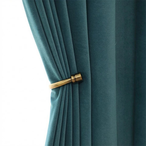 Rideau Occultant Velours Bleu Canard Bureau