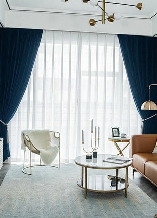 Rideau Occultant Velours Bleu Sarcelle Bureau