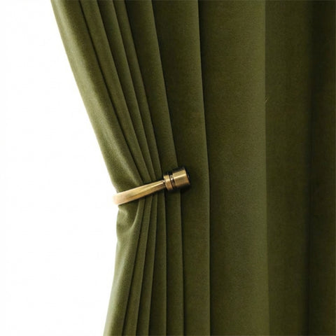 Rideau Occultant Velours Vert Olive Salon