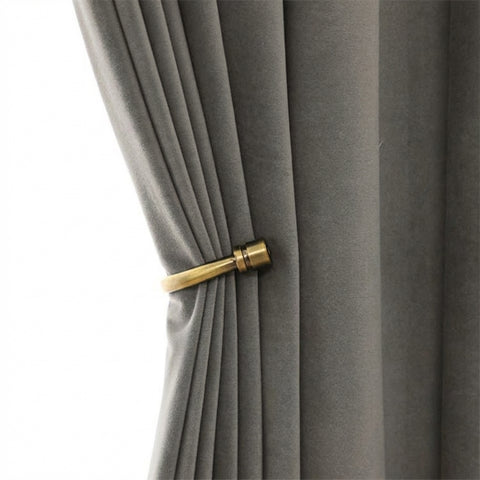 Rideau Occultant Velours Gris Acier Salon