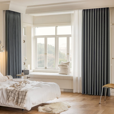 Rideau occultant bleu gris chenille chambre