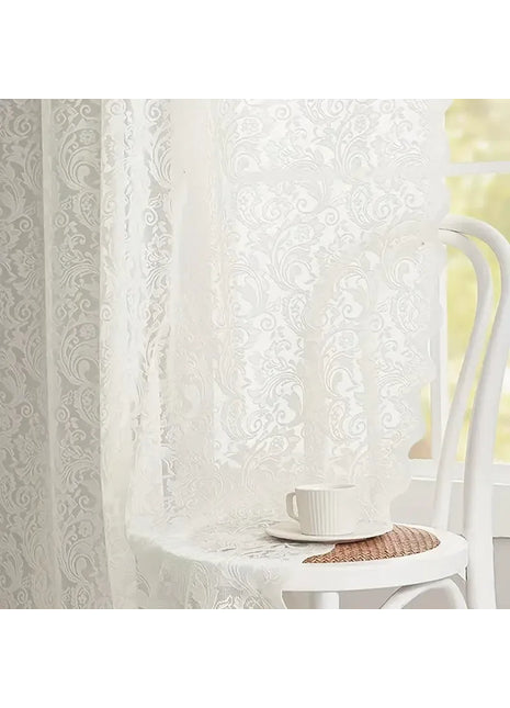 Voilage Blanc Motifs Elegant