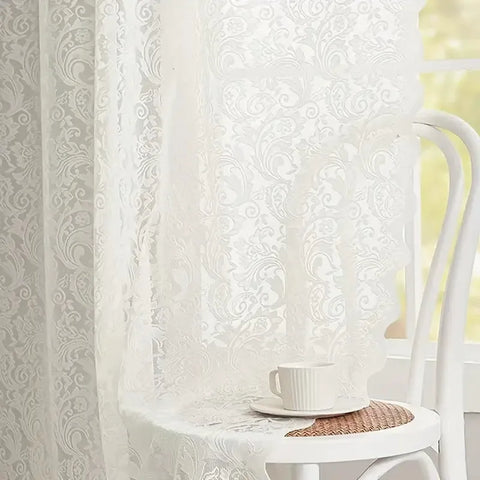 Voilage Blanc Motifs Elegant