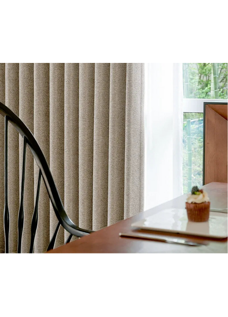 Rideau chenille épaisse quadrillage beige