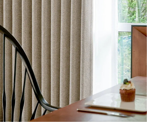 Rideau chenille épaisse quadrillage beige