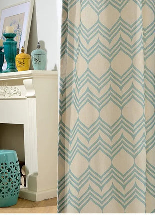 Rideau Bleu Motifs Hexagone
