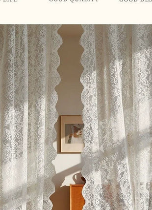 Voilage blanc brodé arabesques style bohème chic