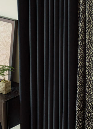 Rideau occultant chiné noir beige texturé