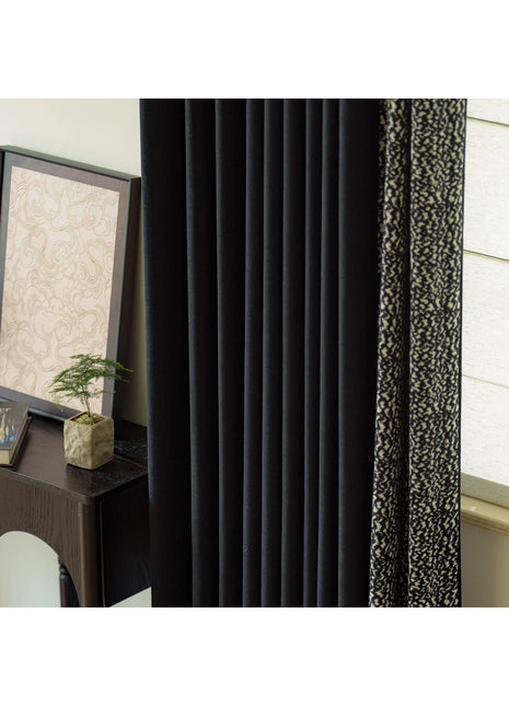 Rideau occultant chiné noir beige texturé