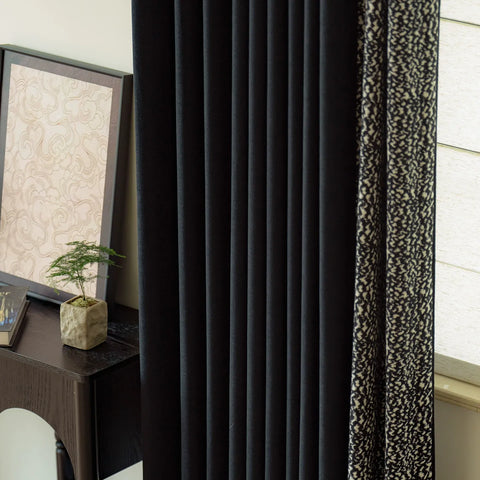 Rideau occultant chiné noir beige texturé