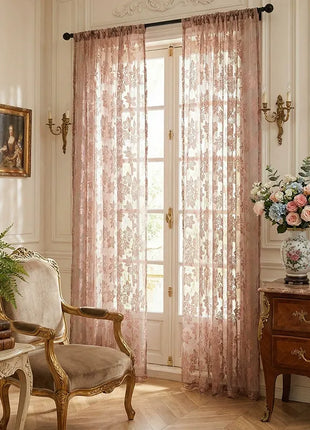 Voilage Rose Brodé