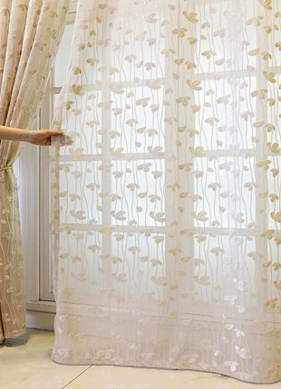 Rideau Rose Motifs Feuille