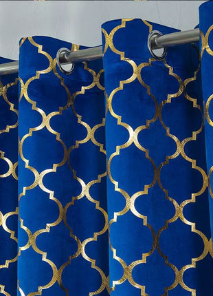 Rideau Bleu Motifs Moderne