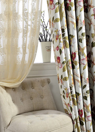 Rideau Blanc motifs colorés