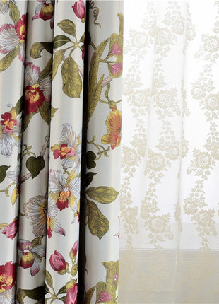 Rideau Blanc motifs colorés