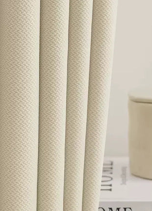 Rideau occultant chenille beige géométrique