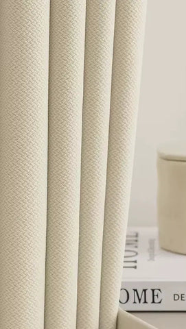 Rideau occultant chenille beige géométrique