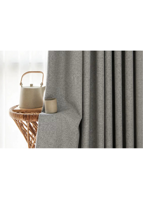 Rideau occultant gris foncé jacquard