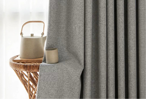 Rideau occultant gris foncé jacquard
