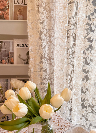 Voilage Vintage Blanc Motifs