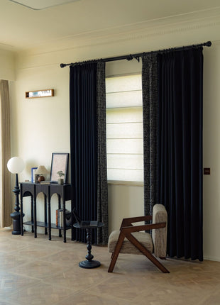 Rideau occultant chiné noir beige texturé
