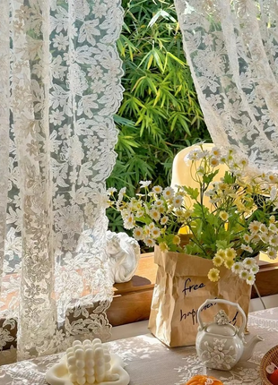 Voilage Vintage Blanc Motifs