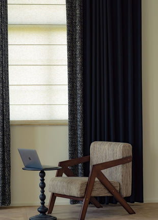 Rideau occultant chiné noir beige texturé