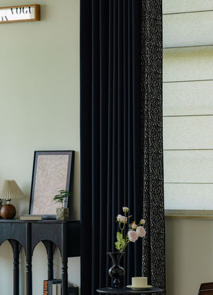 Rideau occultant chiné noir beige texturé