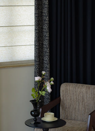 Rideau occultant chiné noir beige texturé