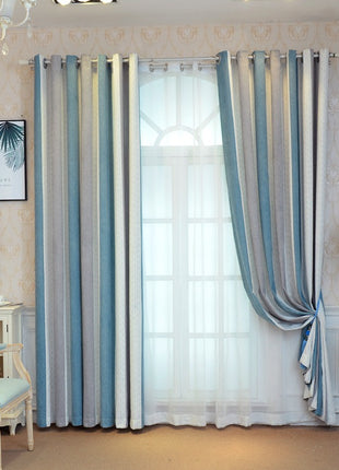 Rideau Bleu Gris Blanc