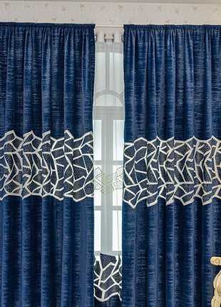Double rideaux motif geometrique