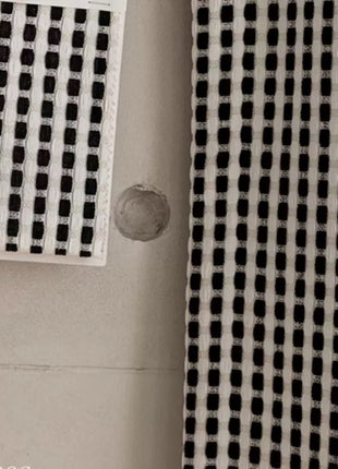 Rideau épais chenille écru blanc et noir