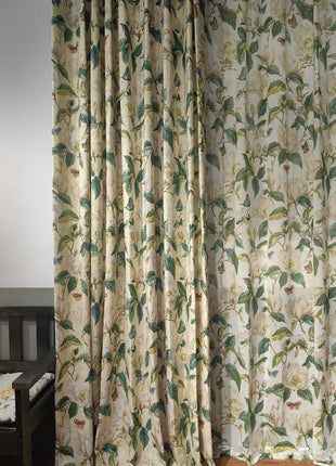 Rideau Beige Motif Fleurs