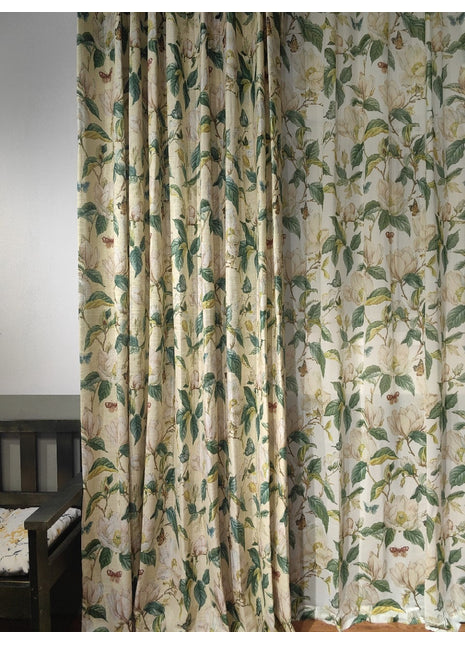 Rideau Beige Motif Fleurs