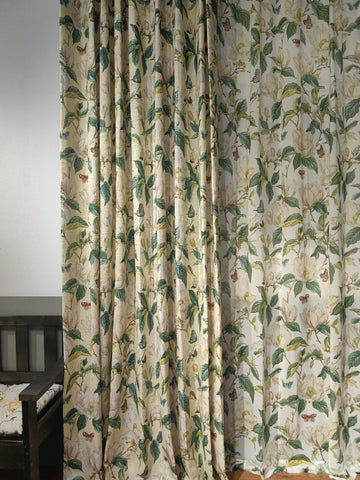 Rideau Beige Motif Fleurs