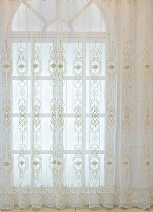 Voilage oriental brodé crème vintage