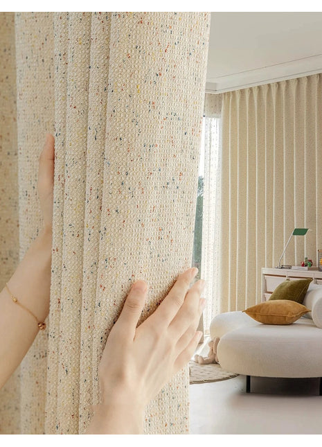 Rideau bouclette écru chiné cosy chambre