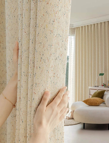 Rideau bouclette écru chiné cosy chambre