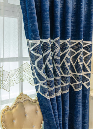 Double rideaux motif geometrique
