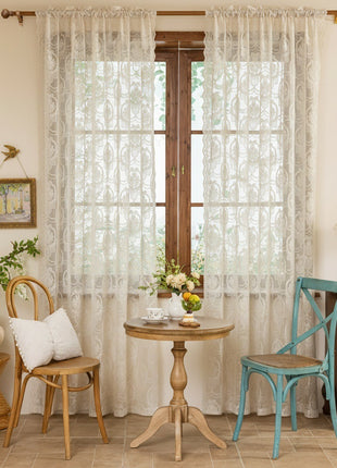 Voilage Luxe Brodé Vintage Salon Blanc