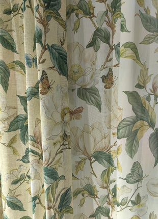 Rideau Beige Motif Fleurs