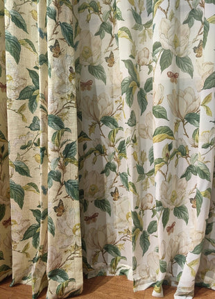 Rideau Beige Motif Fleurs