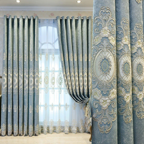 Rideau Royal Bleu Brodé