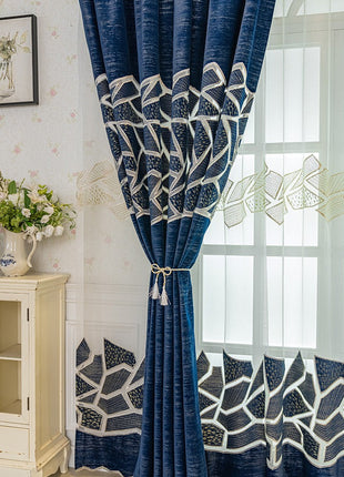 Double rideaux motif geometrique