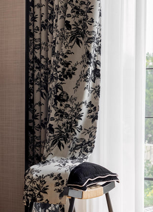 Rideau Occultant Rosier aux Fleurs du Rococo en Velours