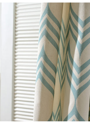Rideau Bleu Motifs Hexagone
