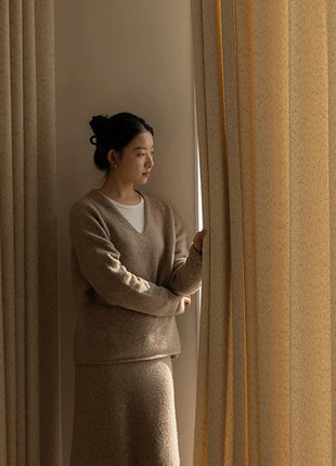 Rideau bouclette écru chiné cosy chambre