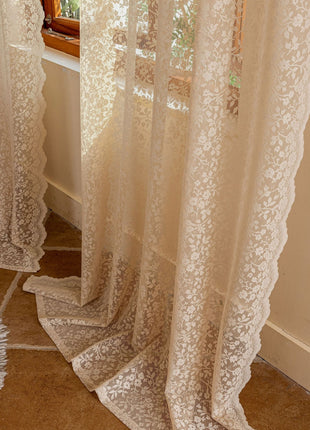 Voilage Luxe Brodé Vintage Salon Blanc